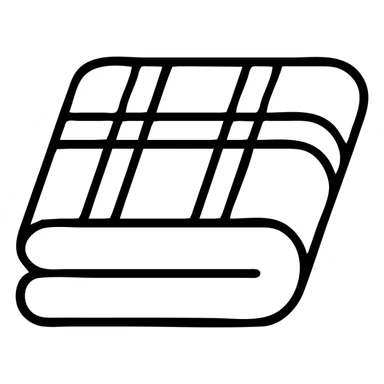 folded blanket with light pink and white plaid pattern, minimal outline sticker