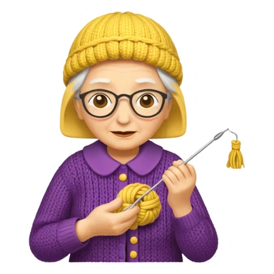 knitting grandma yellow sticker