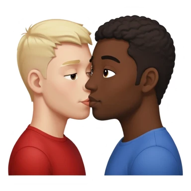 White adult male kissing black adult male  sticker