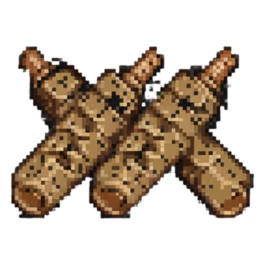 four wooden pegs together, pixel art style sticker