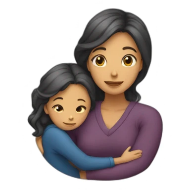two woman (mon and girl) embrace warmly together sticker