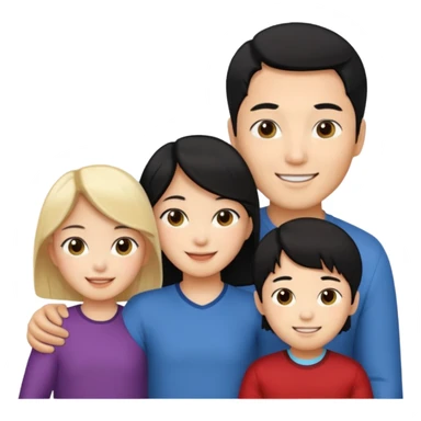 Family korean male x blonde female + black hair kid sticker