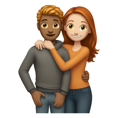 A couple, brunette girl and ginger boy, hugging sticker