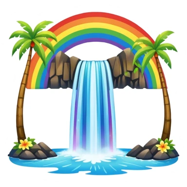Hawaiian waterfall with rainbow sticker