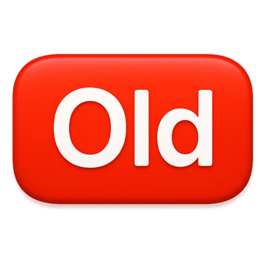 button with the word 'Old' in the style of the iOS emoji 'NEW' button, emoji style, red rounded rectangle background, white text sticker