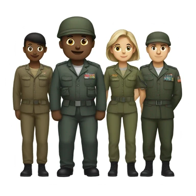 4 army people standing next to eachother sticker