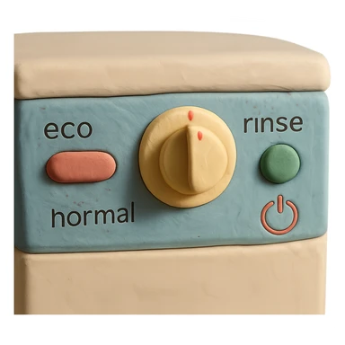 claymation style close-up of dishwasher control panel, soft lighting, pastel colors sticker