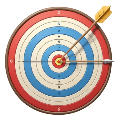A bow with an arrow drawn back, aimed at a target with concentric rings. The background suggests a calm, outdoor archery range, emphasizing the precision, focus, and skill required in archery as a competitive sport. sticker