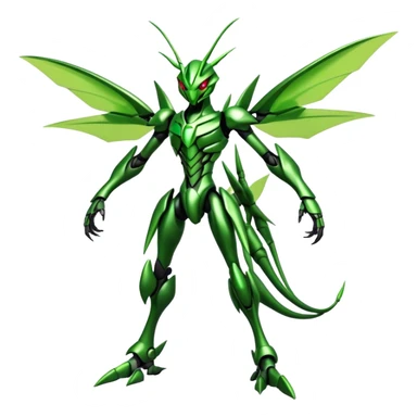  Cool Edgy Shiny Futuristic Ethereal Legendary Scizor-Scyther-Digimon-hybrid full body sticker