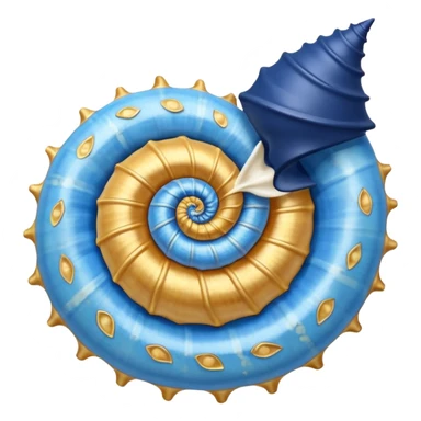 Light blue and navy blue with gold specks conch shell sticker