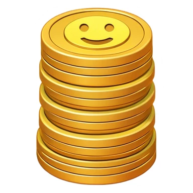 Clash of Clans aesthetic: Cinematic Playful Pixel 3D Coin Stack Portrait Emoji, rendered in a 3D vector-style similar to standard emojis with minimal shading and bold, simplified shapes. A compact, distinct form with signature details, softly glowing with a pixelated adventure charm. Simplified yet unmistakably iconic, highly detailed and consistent, glowing with a soft radiance and high shine. Stylized with a touch of classic pixel-art charm and a soft glowing outline, capturing the essence of a beloved gaming relic with a friendly, playful manner! sticker