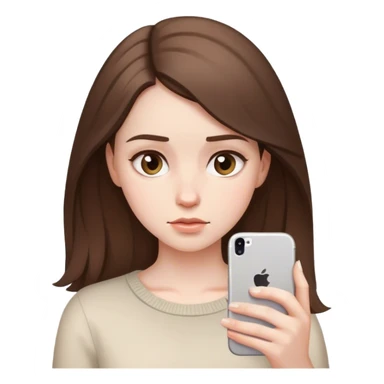 pale brunette girl on her iphone eyes down sticker
