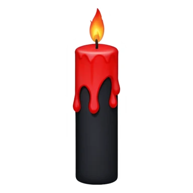 iOS sticker, dark candle, black wax, red flame, minimal sticker