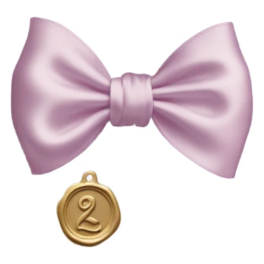 A delicate pastel pink satin bow tied around a vintage lilac letter with a gold wax seal. sticker