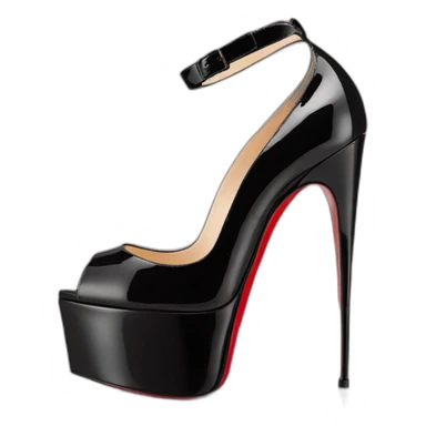 Platform wedges black louboutin sandal patent sticker