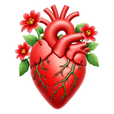 Real heart with made my red flowers tiny sticker