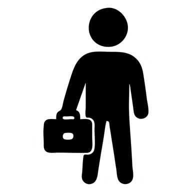 a person with a briefcase sticker