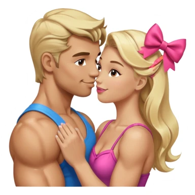  الرجل يقبل فتاه الرجل لديه عضلات وابيض اللون والفتاة شقراء لطيفة على رأسها فيونكة sticker