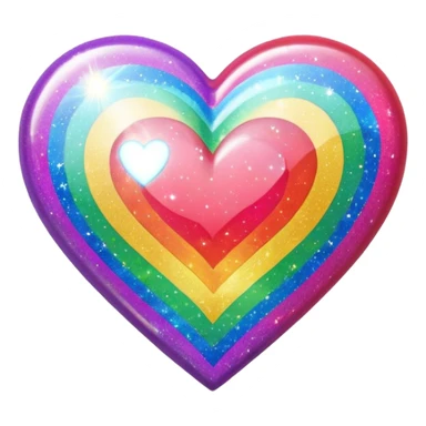 glitter heart with rainbow sparkles sticker