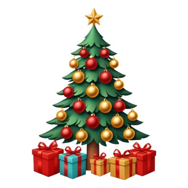 un sapin de Noël décoré, festif sticker