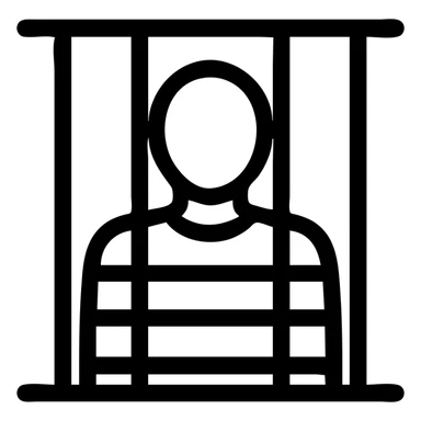 hand-drawn outline of a prisoner behind bars sticker