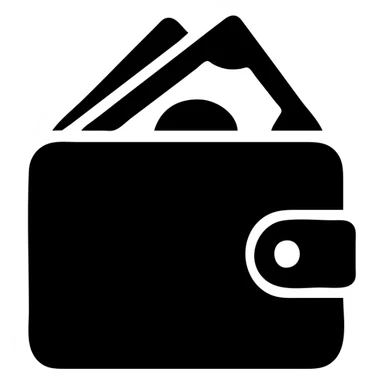 simple style open wallet with bills, vibrant turquoise background sticker