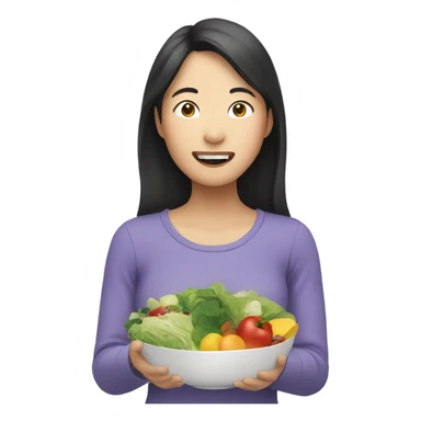 asian person eating healthy sticker