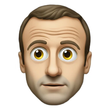 Emmanuel Macron, a big € on each eye, cartoon money eyes sticker