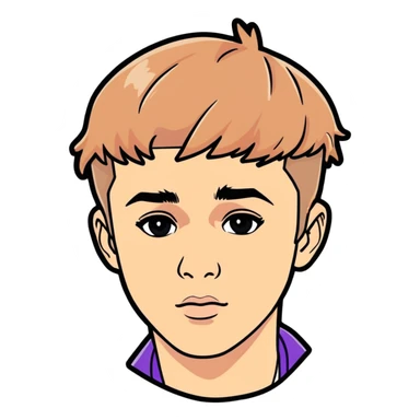 2020  Justin bieber,  canadian singer & musician , hyperrealistic, mirco-detailed, vivid, bold colors, flat layout, close up, good looking, sticker design
 Must be 8k hd, 8000x8000px resolution. Must use very thin transparent smooth lines sticker