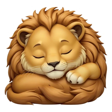 Meme-Worthy Cute Sleeping Lion Portrait Emoji, Head resting peacefully with a contented smile, showcasing a robust build and a luxuriously soft tawny Fur with a flowing mane, eyes shut in a serene, restful nap, Simplified yet hilariously adorable features, highly detailed, glowing with a soft, drowsy light, high shine, relaxed and utterly lovable, stylized with an air of playful laziness, bright and heartwarming, soft glowing outline, capturing the essence of a comically sleepy lion, so meme-worthy it feels like it could instantly become the next viral sensation of adorable slumber! sticker