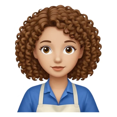 woman with curly hair in blue apron sticker
