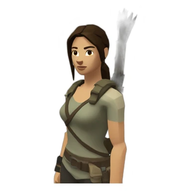low poly tomb raider, upper body sticker