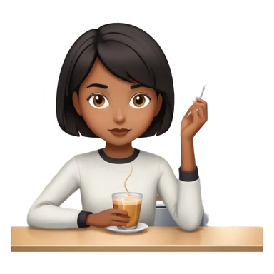 Straight and black short hair girl with a swirl in the canteen sticker