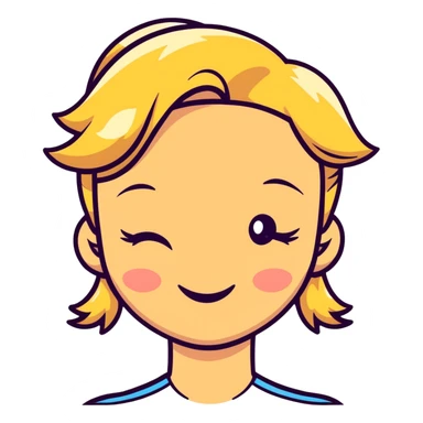 cute blonde cartoon face with a wink sticker