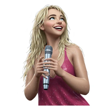 blonde girl singing in rain sticker