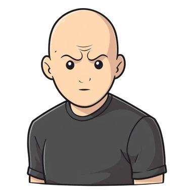 bald man in blackshirt sticker