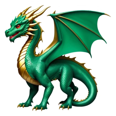 cinematic-noble-dragon-full body-emoji,-poised-and-majestic,-with-a-sinuous,-elongated-build-and-shimmering,-scale-covered-skin-in-hues-of-emerald-and-gold,-piercing,-fiery-eyes,-simplified-yet-sharp-and-sophisticated-features,-highly-detailed, zoomed out showing the serpentine body sticker