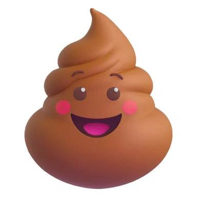 3D style poop emoji, smiling face, cartoonish sticker