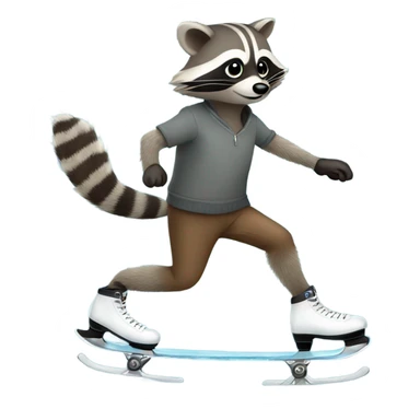 raccoon ice skating  sticker
