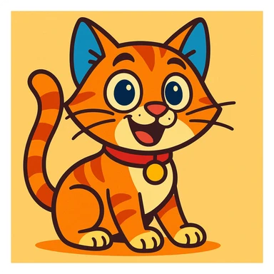 stylized cat vibrant toon style sticker