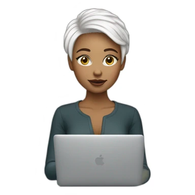 it-girl-white-short-hair-with-macbook sticker