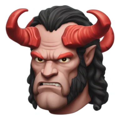 hyper-realistic hellboy with long horn sticker