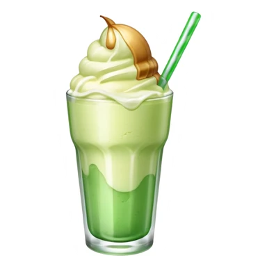 Japanese cream soda green on a glass with ice ice cream vanilla 1 scoop on top sticker