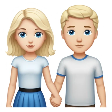 Strong white man with short black hair and white girl with long wavy blonde hair and blue eyes holding hands sticker
