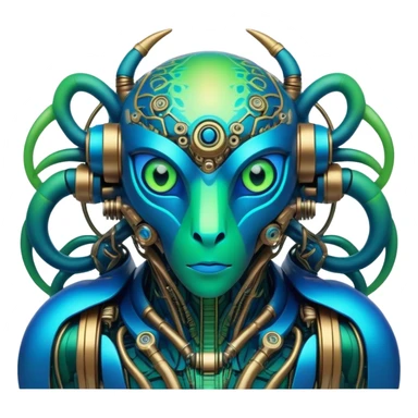 Tropical futuristic lush warm-colored modern colorful neon-colored cyber-Fakémon-Digimon-Trico-creature sticker