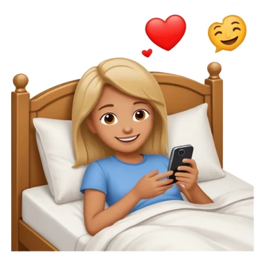 
emoticon of lying in bed and looking at phone sticker