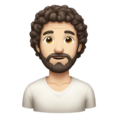 pale man with curly short dark brown hair and beard sticker