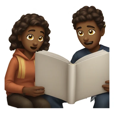 Siblings reading scary book sticker