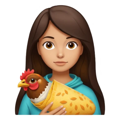 Girl with DARKBROWN  hair "resting chicken burrito face" sticker