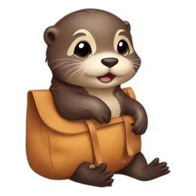 Baby otter with bag sticker
